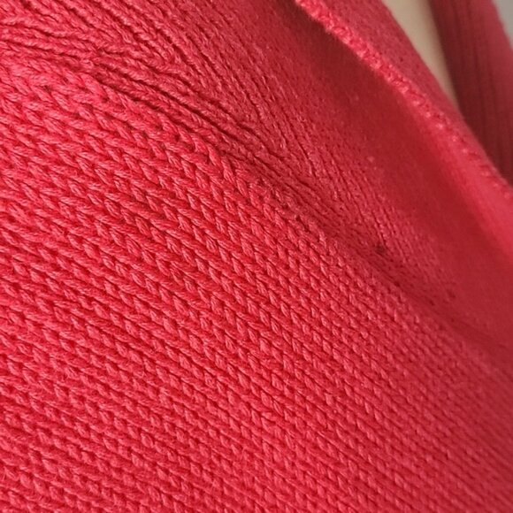CRAZY HORSE Red Grandpa Collared Deep V-Neck Knit Button Cardigan Sweater L VTG - Picture 7 of 13